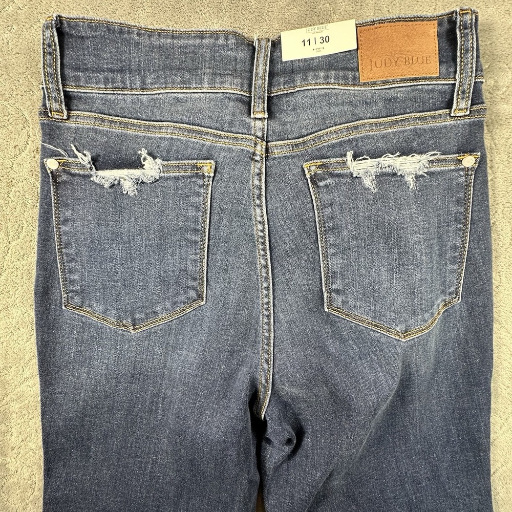 Judy Blue Jeans Women 11/30 Boot Cut High Rise Frayed Hem Stretch 30x32 Boho New - Picture 8 of 13